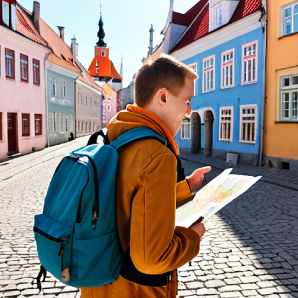 **Prompt:** A traveler with a backpack stands in Tallinn's Old Town, admiring the colorful buildings. The sun is shining, and they're holding a map, representing the start of their Estonian adventure on a Tourist Visa. Focus on the vibrant atmosphere and sense of exploration.