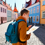 **Prompt:** A traveler with a backpack stands in Tallinn's Old Town, admiring the colorful buildings. The sun is shining, and they're holding a map, representing the start of their Estonian adventure on a Tourist Visa. Focus on the vibrant atmosphere and sense of exploration.