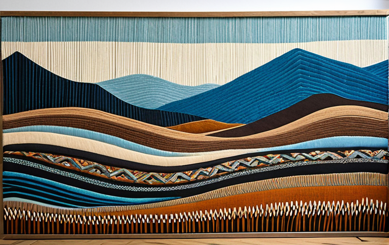Modern Estonian Textile Art**

"A vibrant, abstract textile art piece incorporating traditional Estonian folk patterns with modern design elements, displayed in a minimalist gallery setting. The artwork uses muted tones, earthy browns, and cool blues, reflecting the Northern European landscape. Perfect anatomy, correct proportions, well-formed details. Safe for work, appropriate content, fully clothed, professional, family-friendly."

**