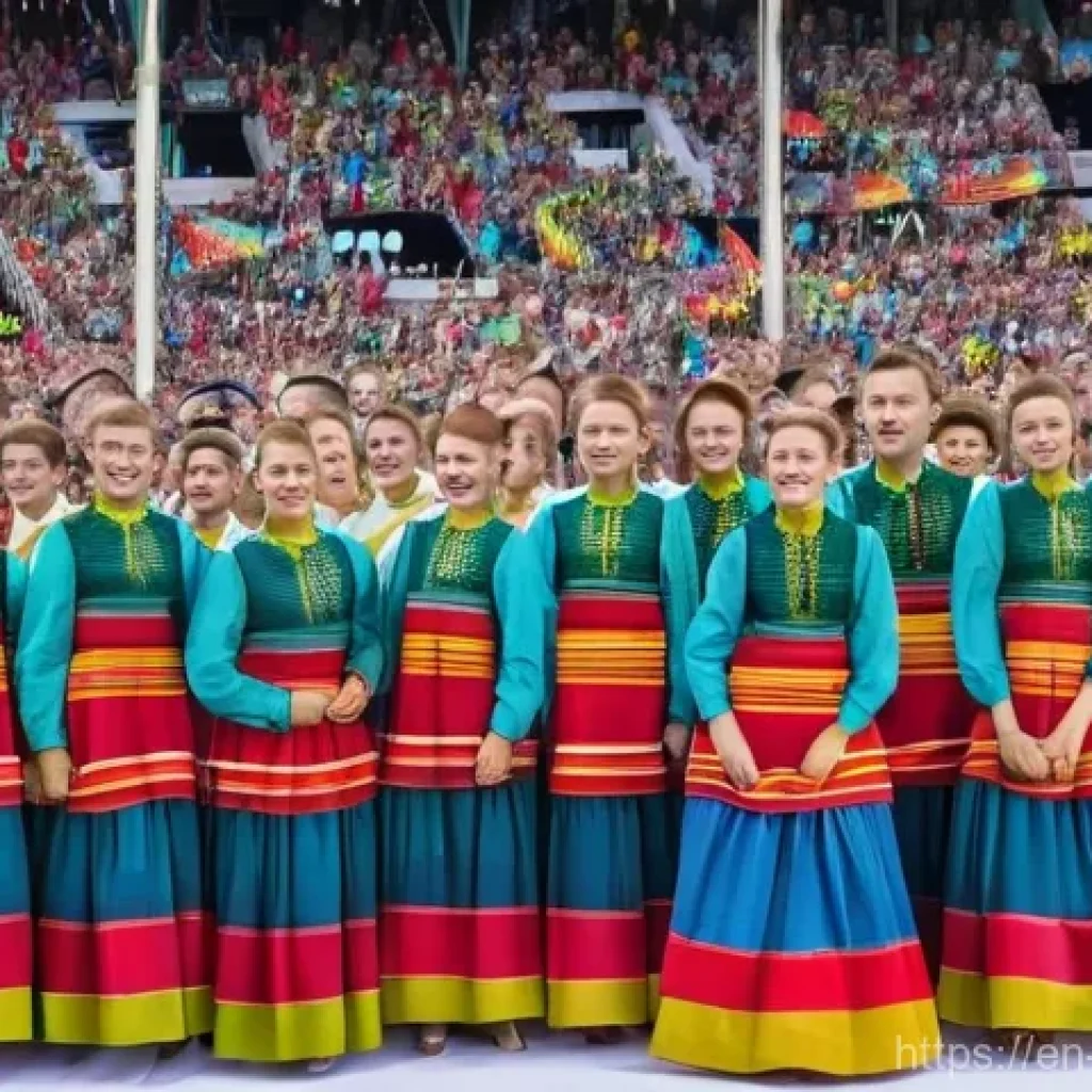 에스토니아에서 국제 행사 및 페스티벌 - **Estonian Song Celebration at Tallinn Song Festival Grounds**
    "A wide-angle, vibrant, daytime p...