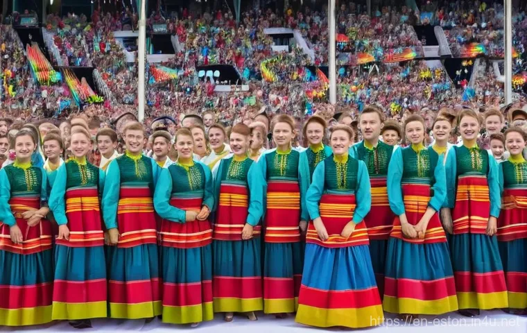 에스토니아에서 국제 행사 및 페스티벌 - **Estonian Song Celebration at Tallinn Song Festival Grounds**
    "A wide-angle, vibrant, daytime p...