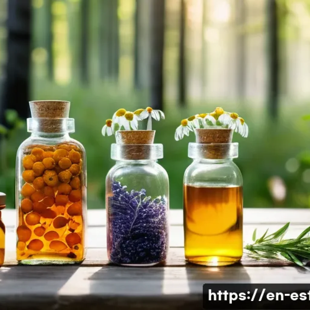 에스토니아에서 구매할 수 있는 추천 화장품 브랜드 - A serene Estonian forest scene showcasing natural beauty ingredients: a rustic wooden table adorned ...