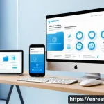 에스토니아 사회 복지 및 건강 보험 시스템 - A modern digital government interface displayed on multiple devices including a sleek desktop monito...