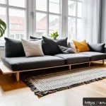 에스토니아 생활비 및 소비자 물가 수준 - A cozy shared apartment interior in Tallinn, featuring modern Scandinavian-style furnishings with li...