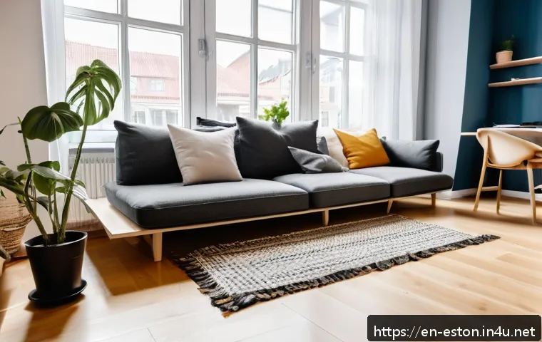 에스토니아 생활비 및 소비자 물가 수준 - A cozy shared apartment interior in Tallinn, featuring modern Scandinavian-style furnishings with li...