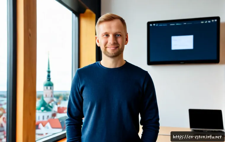 에스토니아의 유명한 기업가 및 혁신가 - Photorealistic portrait of a visionary Estonian technology entrepreneur in a modern Tallinn startup ...